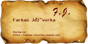 Farkas Jávorka névjegykártya
